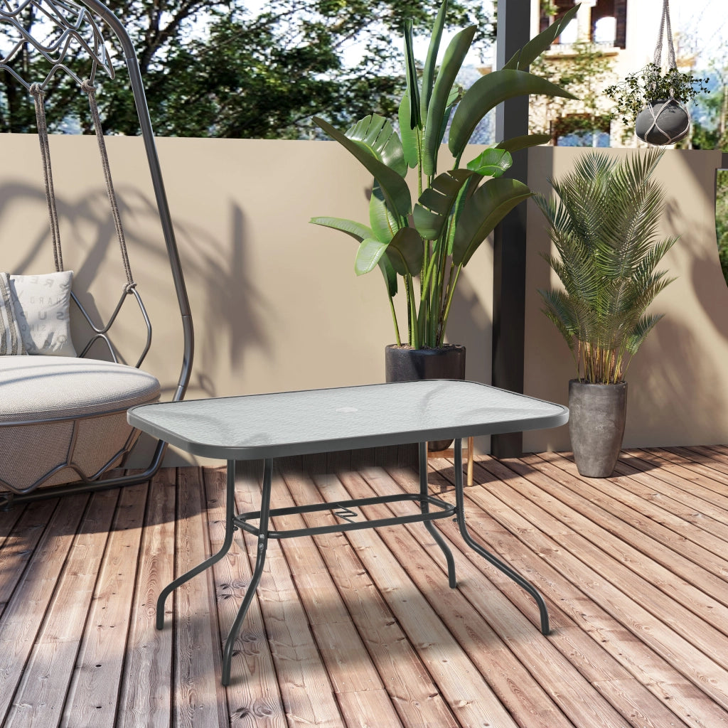 Tavolo da giardino rettangolare ¨C zephmum ¨C Grigio, Metallo, Vetro, 120x80x70 cm