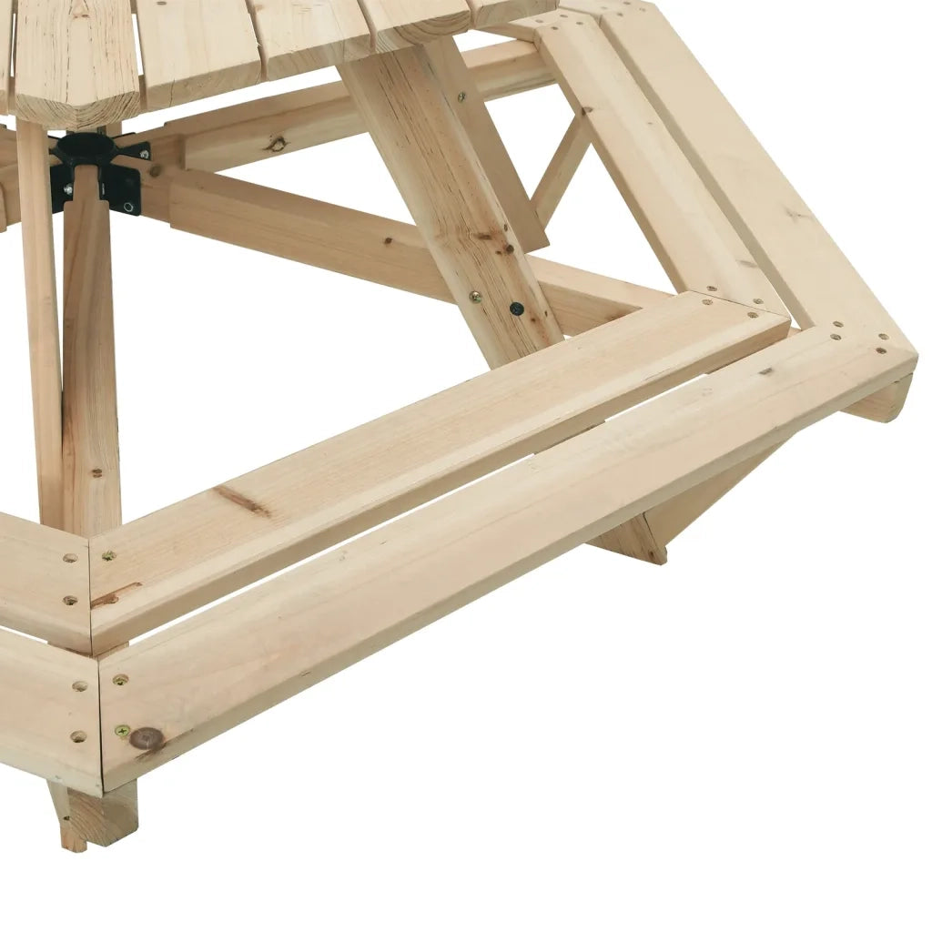 Tavolo Picnic per 6 Bambini con Ombrellone Esagono Legno Abete 3281625