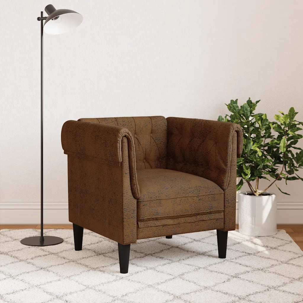 Divano Sedia-Poltrona Chesterfield Marrone in Tessuto