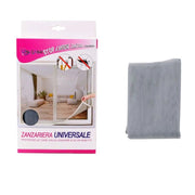 Trade Shop - Zanzariera Universale Finestra Grigia Adesiva Con Nastro Velcro 150x220 Cm 12922 -