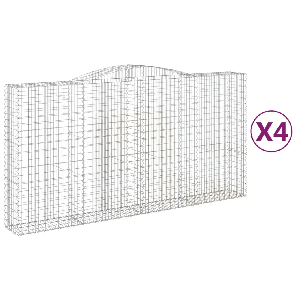Set di 4 gabbioni ad arco per recinzione gabbia o muro di contenimento 400 x 50 x 200/220 cm ferro zincato argento 02_0041501
