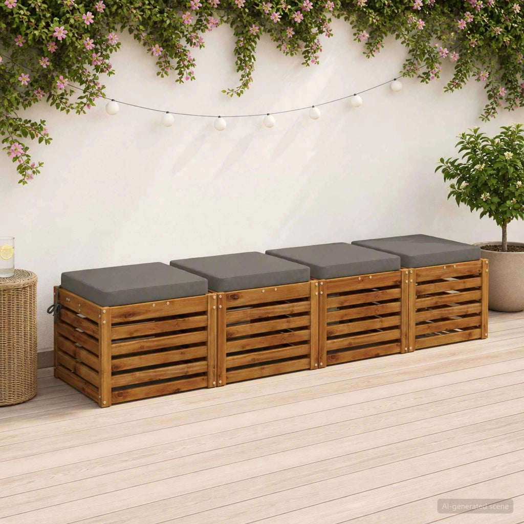 Cuscini per Sedia in 4 Pezzi SOEST 4 pz 100% Poliestere Grigio 944566