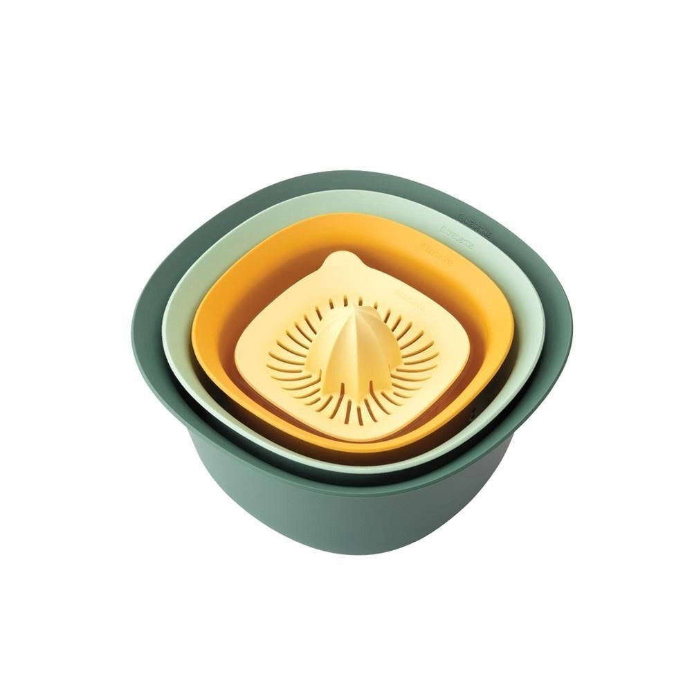 Brabantia 122262 Tasty+ Set Ciotole Impilabili con Scolapasta e Spremiagrumi colore Assortito