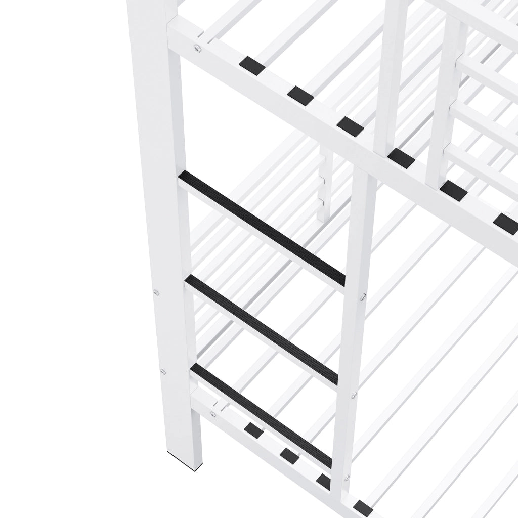 Letto a castello in metallo 140x200 cm; bianco opaco; con sponda di sicurezza