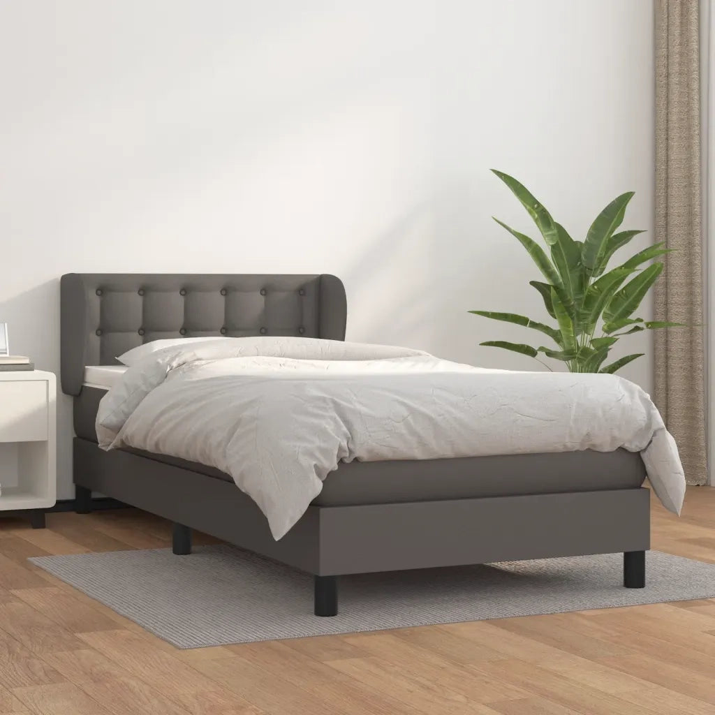Giroletto a Molle con Materasso Grigio 90x190 cm in Similpelle