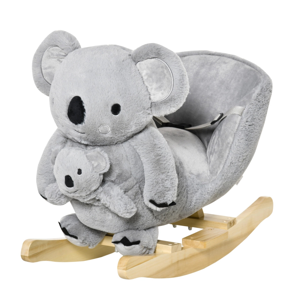 Cavallo a Dondolo in Peluche ¨C zephmum ¨C Grigio, con Suoni e Sicurezza, 60x33x50cm