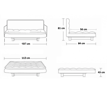 Divano letto 3 posti, reclinabile, contenitore ecopelle bianco 197cm Sicorage Ghuer