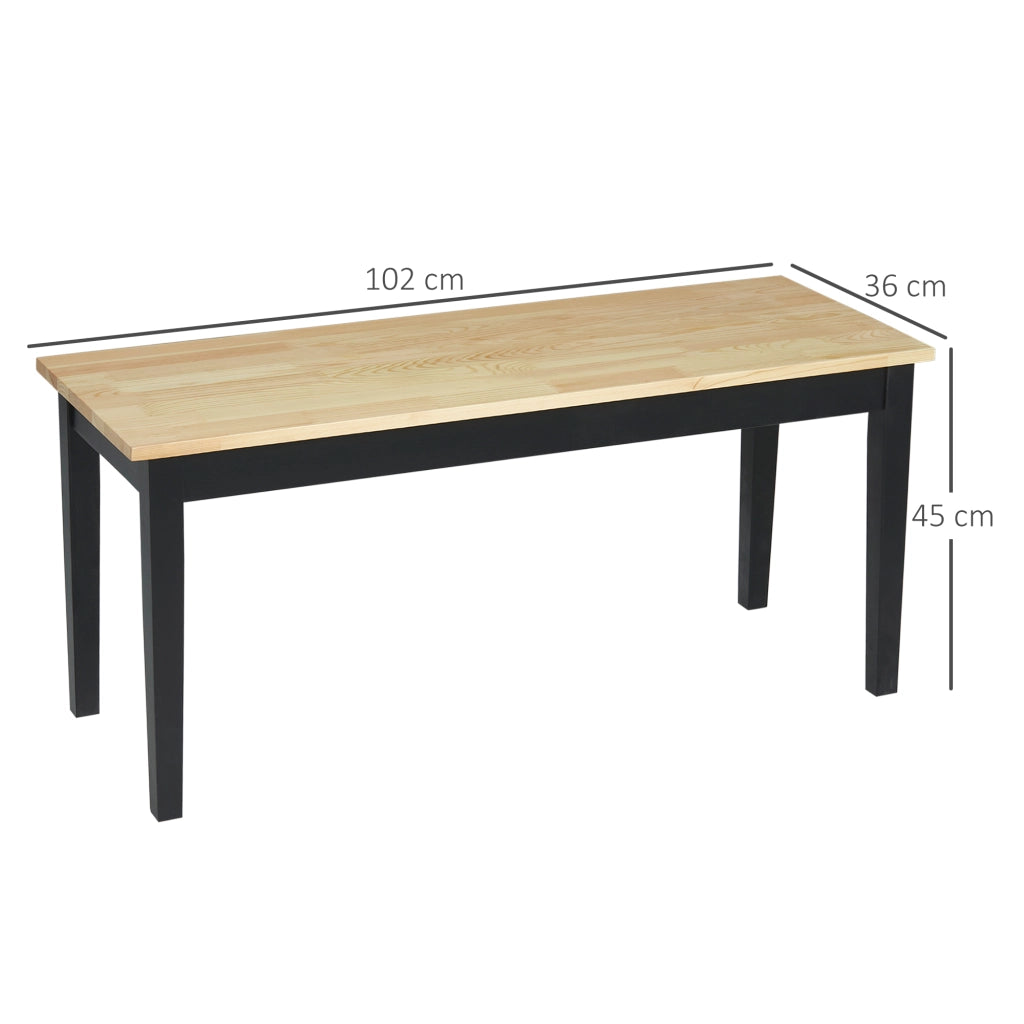 Panca a 2 posti in legno di pino, 102x36x45 cm, naturale, portata 220 kg