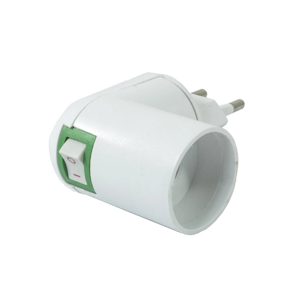 Trade Shop - Porta Lampada Adattatore Attacco E27 O E14 Con Interruttore Portalampada Spina -