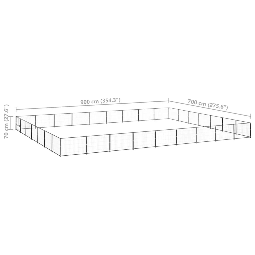 Recinto per animali da esterno per cani recinto per animali nero 63 m² acciaio 02_0000550