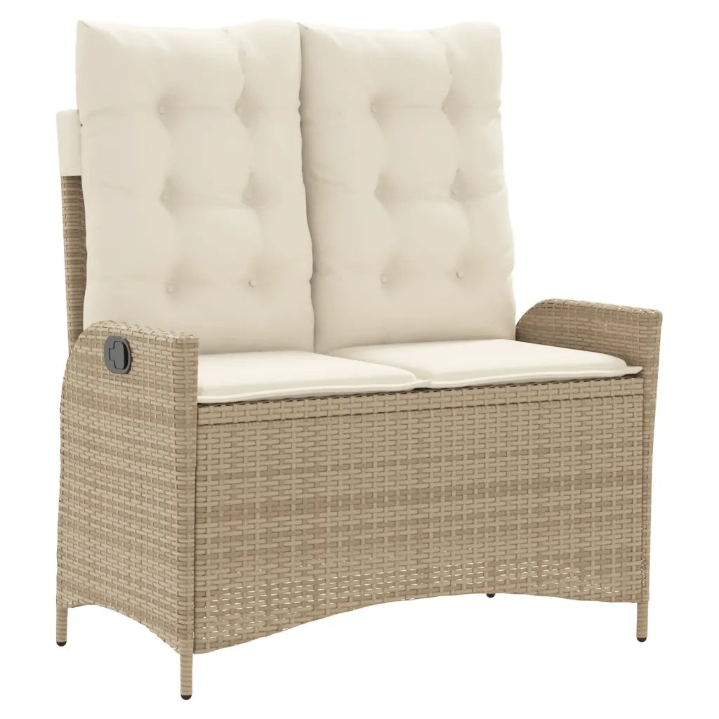 Panca Reclinabile da Giardino con Cuscini Beige in Polyrattan 368239