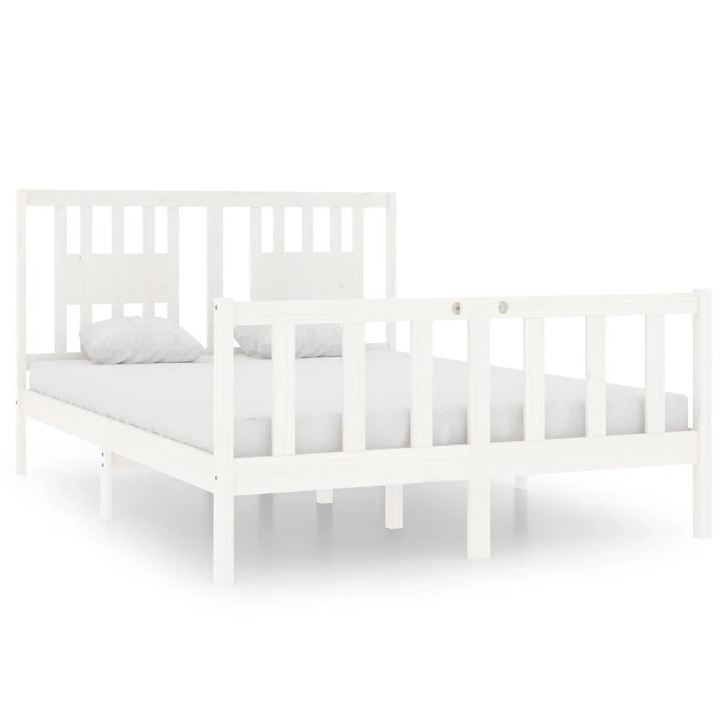 Giroletto-Struttura Letto Bianco in Legno Massello 140x190 cm 701934