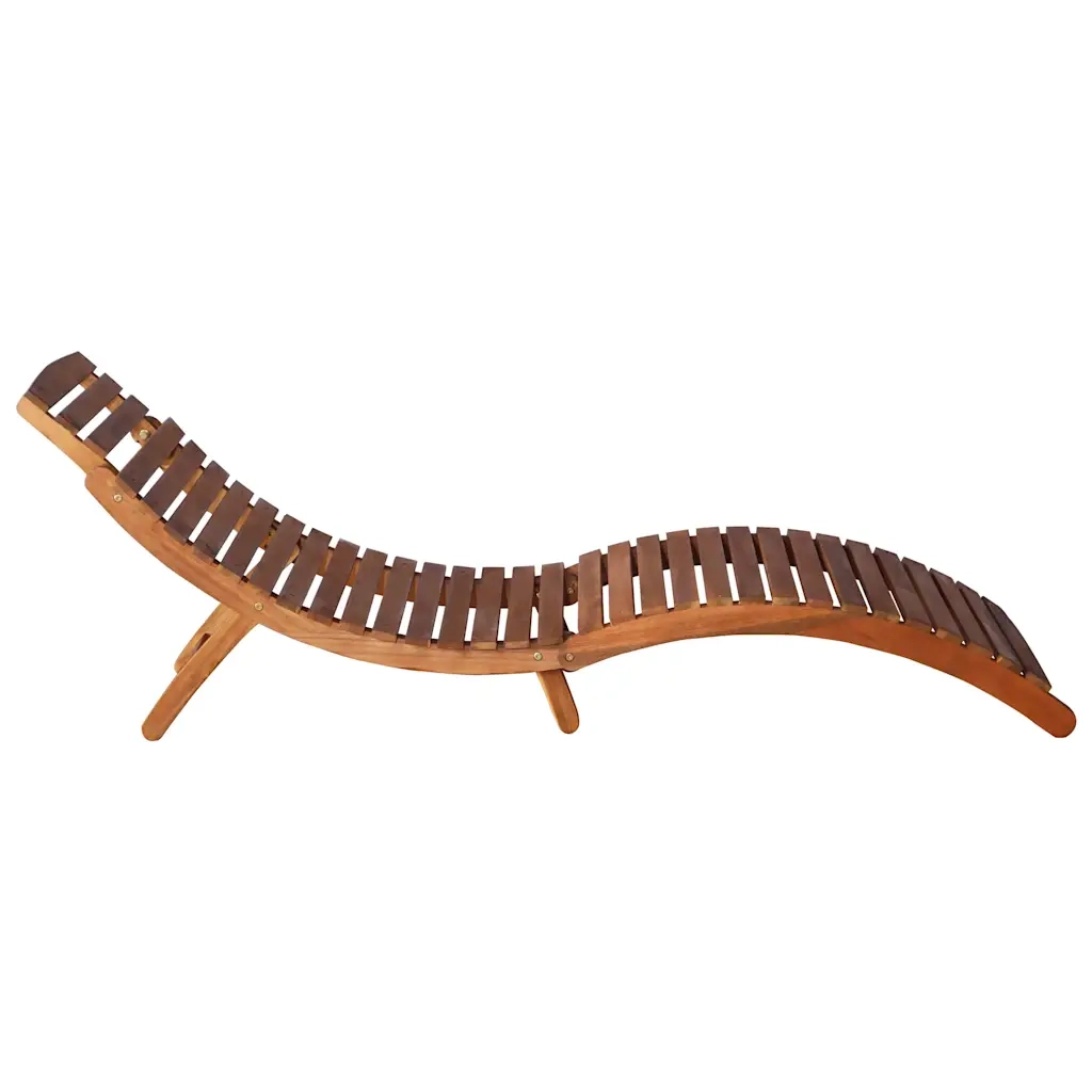 Lettino Prendisole con Tavolino Legno Massello Acacia Marrone 46653