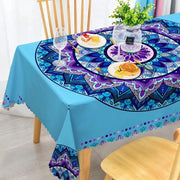 Tappeto da tavolo impermeabile, Mandala Tappeto da tavolo quadrato resistente al tempo con fiori, Tappeto da tavolo in poliestere per esterno, impermeabile per tavolo da giardino, cucina e sala da pranzo, 140x180 cm