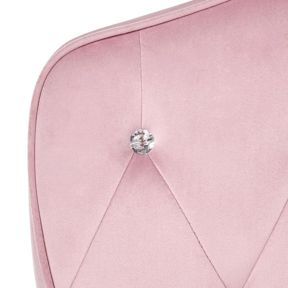 Sedia da ufficio in velluto rosa con seduta e schienale regolabili in altezza base completamente girevole stile glamour per l'ufficio domestico