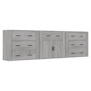 Credenze 3 pz | Madia | Buffet da pranzo | Armadio da pranzo Grigio Sonoma in Legno Multistrato