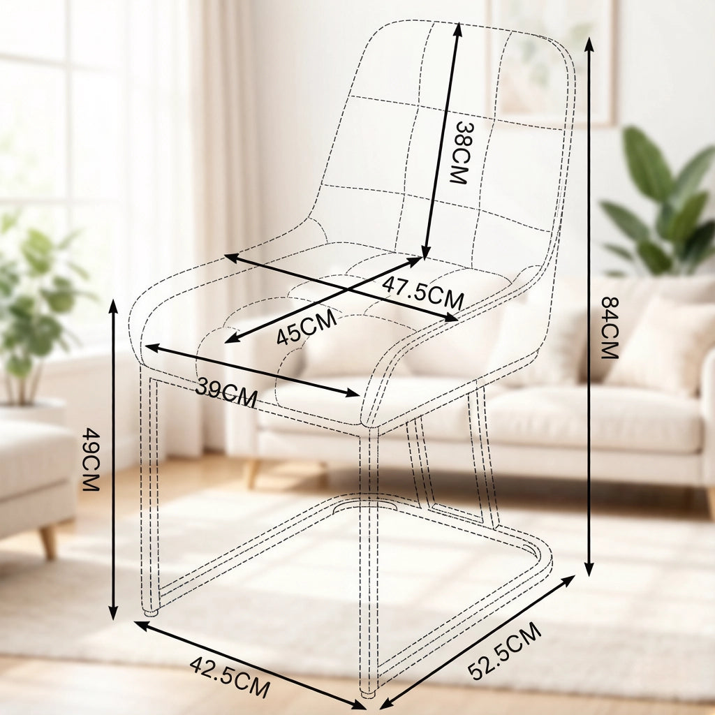 Sedia da Pranzo Set da 2 con Schienale Ergonomico e Piedini Regolabili in Metallo e Velluto Nero