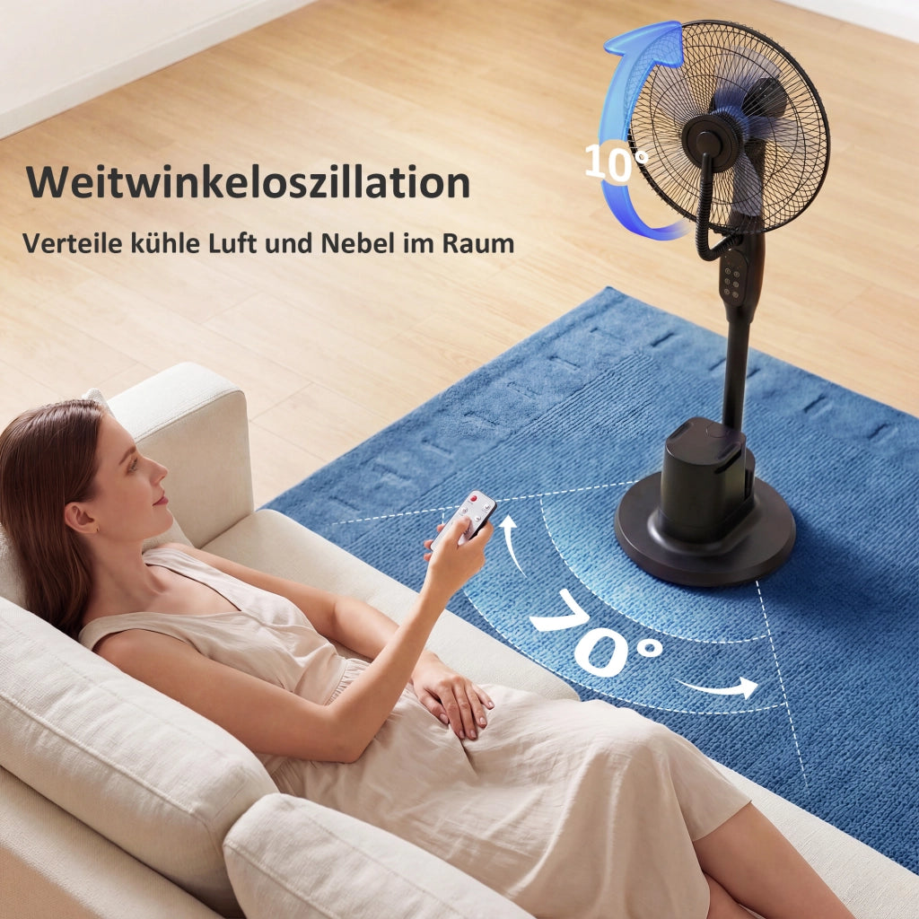 Ventilatore a colonna con nebulizzatore ¨C zephmum ¨C Nero, 70¡ã oscillazione, 3 velocit¨¤, 3,5L