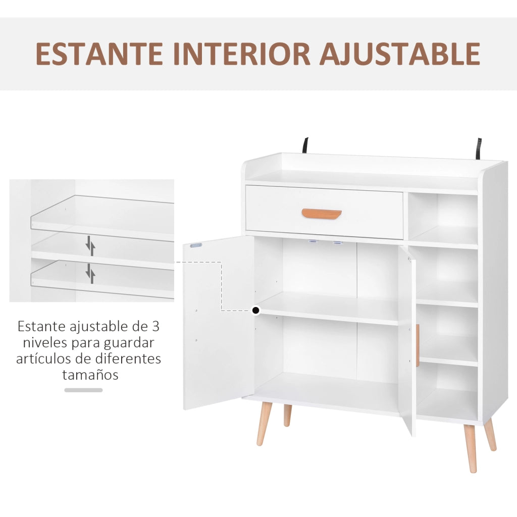 Mobile consolle ingresso multiuso ¨C Xylo ¨C Bianco legno 80x29.5x96cm