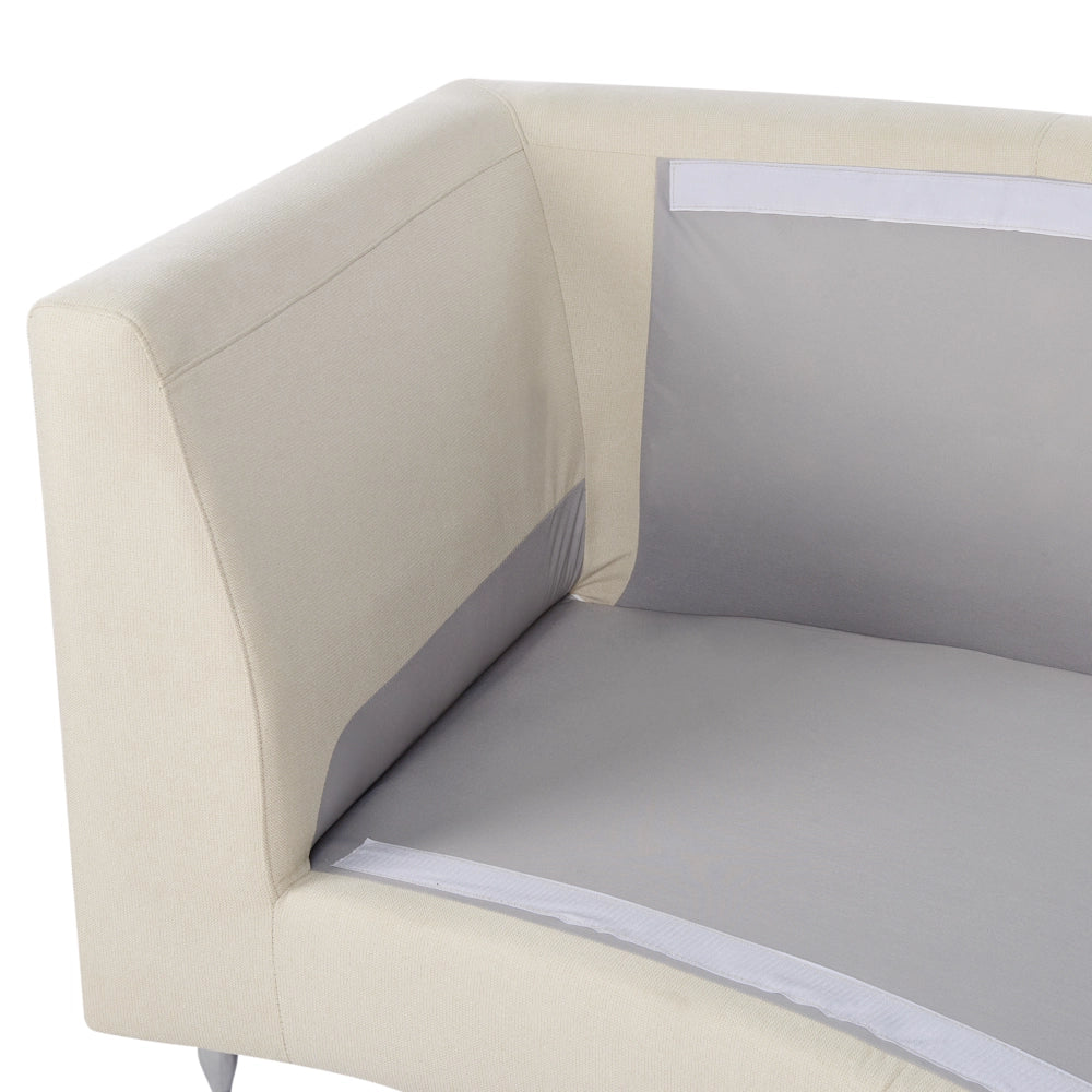 Divano Curvo Beige Tappezzeria Modulare 8 Posti Poggiatesta Regolabile Moderno