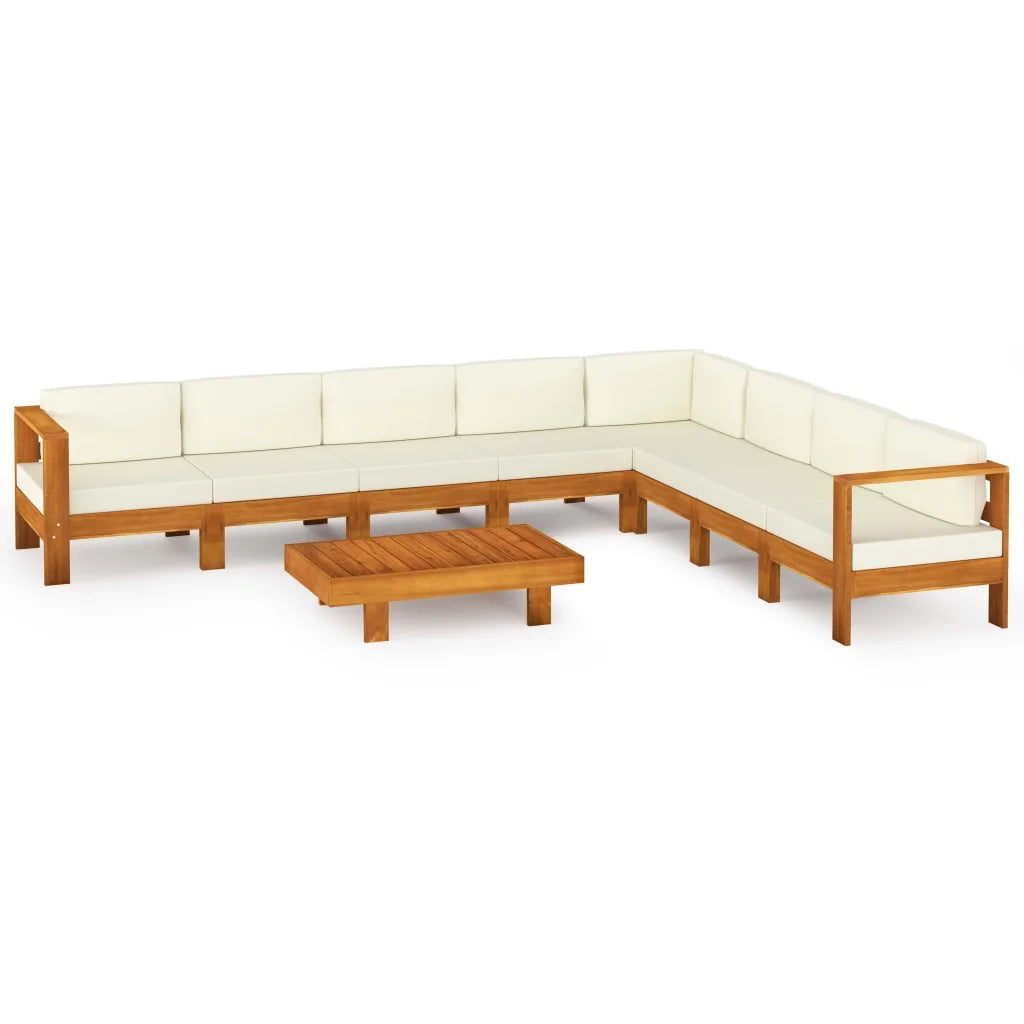 Set da giardino 9 pezzi con cuscini 100x60 cm in legno di acacia 3057943