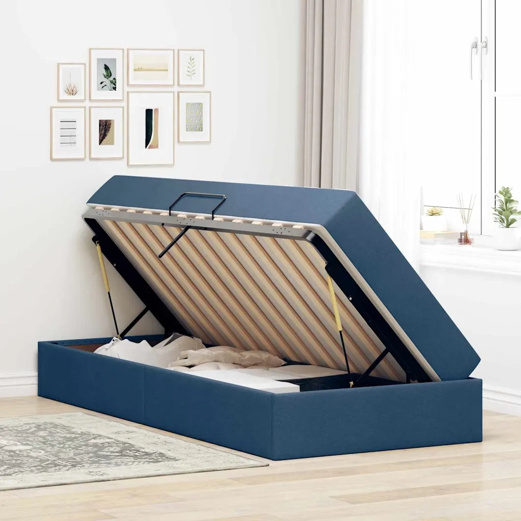 Letto con contenitore e materasso Blu 90 x 200 cm Poliestere