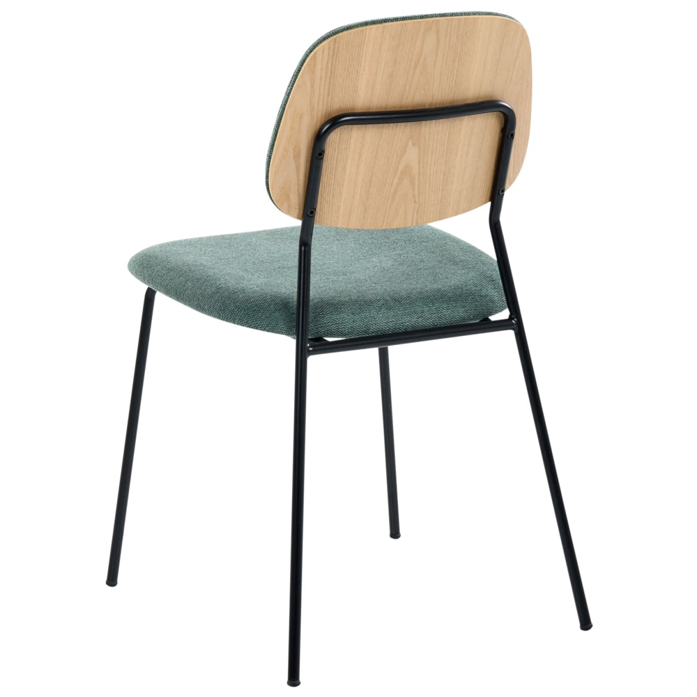 Set di 4 sedie da pranzo verde nero poliestere gambe in ferro senza braccioli cappucci protettivi design minimalista moderno impilabili