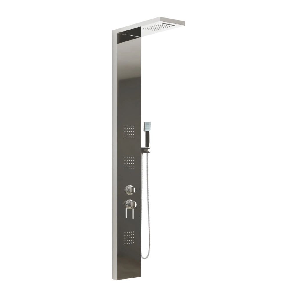 COLONNA PANNELLO DOCCIA IN ACCIAIO INOX CROMO LUCIDO CON DOCCETTA,FLESSIBILE E GETTI ORIZZONTALI MAS - CROMATO LUCIDO  - AER