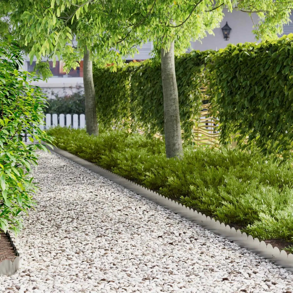 Bordura per Prato 30 pcs 103 x 15 cm Acciaio Argento 8008662