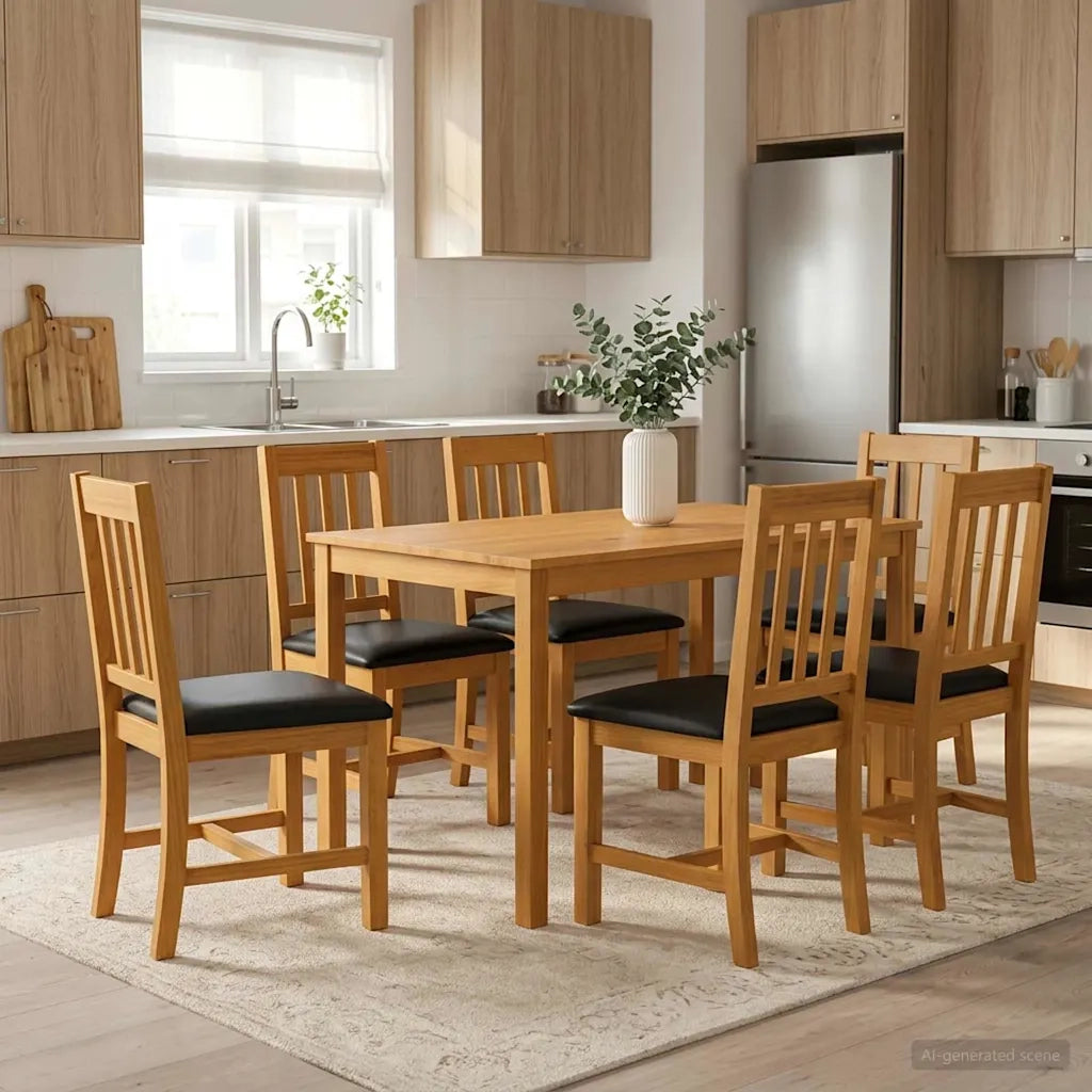 Set da pranzo 7 pz Nero Legno di Quercia Massello 3430255