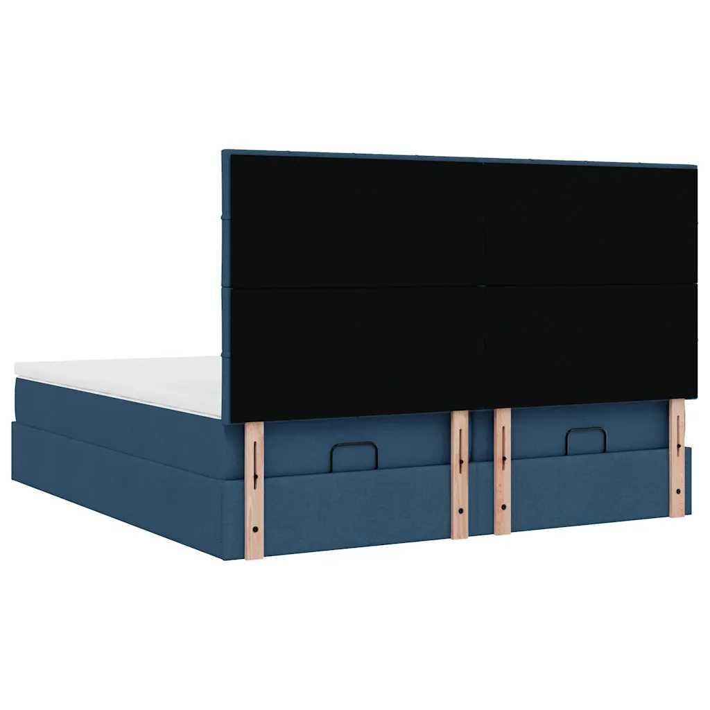 Struttura Letto Pouf con Materassi Blu 180x200cm in Tessuto 3314547