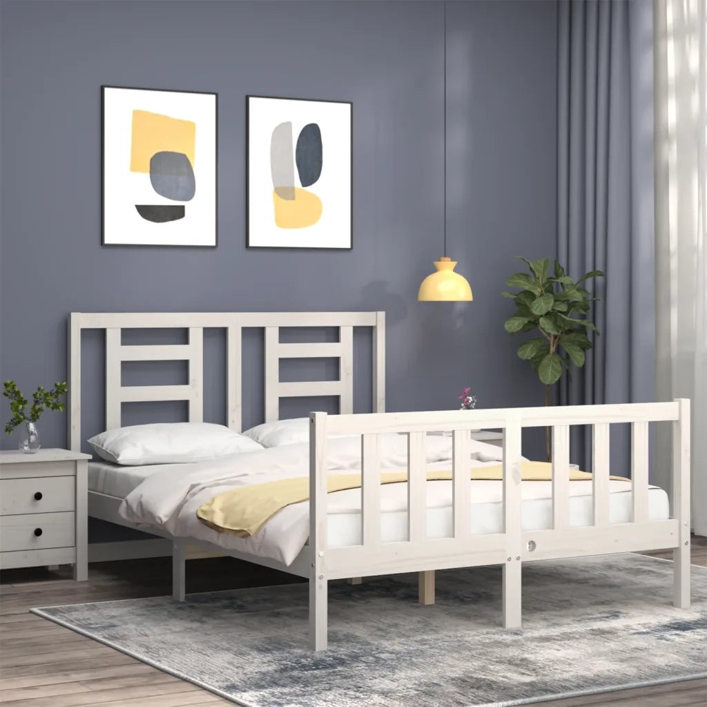 Giroletto senza Materasso-Struttura Letto Bianco 140x200 cm Legno Massello Pino 929200