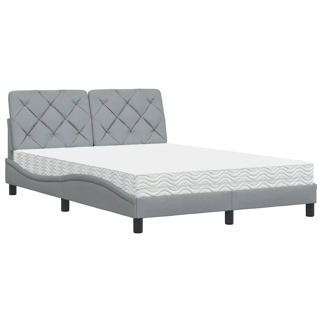 Letto con Materasso Grigio Chiaro 140x200cm Tessuto