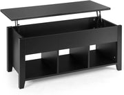 Tavolo da caffè con spazio nascosto e sollevabile, tavolo da pranzo e salone, con 3 spazi divisi, 104 x 49 x 48/62,5 cm per soggiorno e sala da pranzo (nero)
