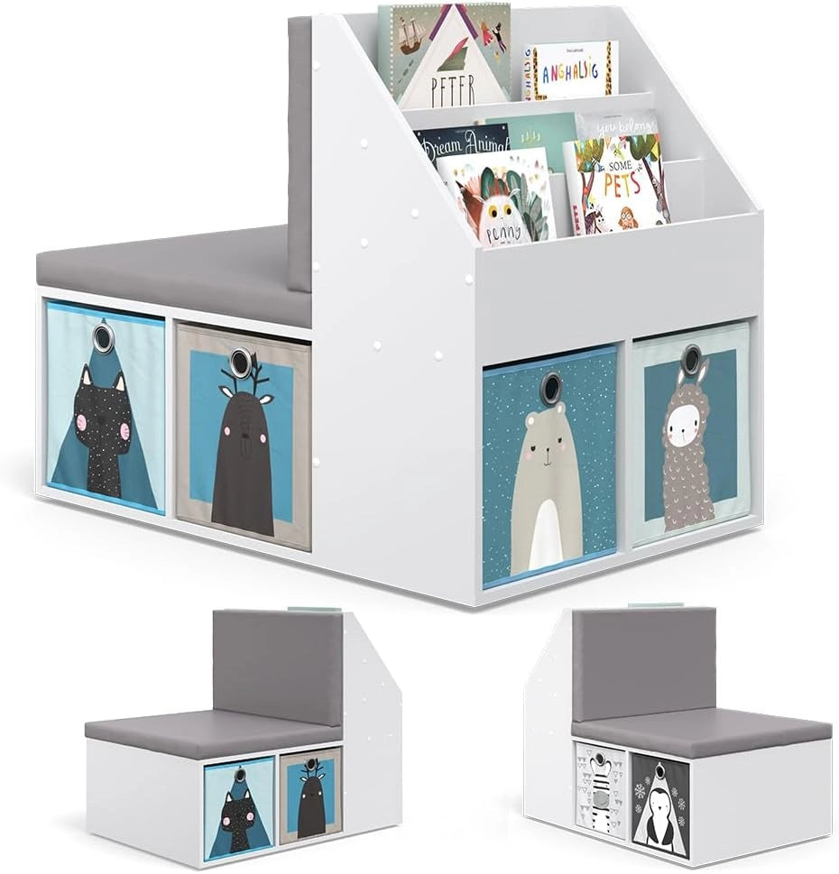 Libreria bambini Onix, Bianco, 97.1 x 78.4 cm, adatto per la conservazione e l'organizzazione dei giocattoli