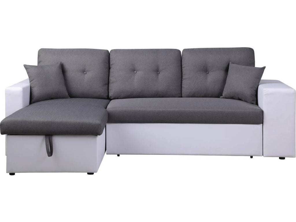 Divano ad angolo "Axel" trasformabile / reversibile - 3 posti - Bianco / Grigio