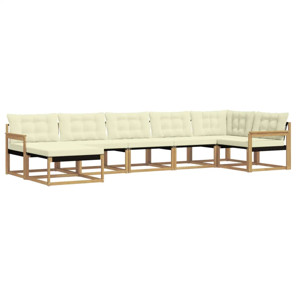 Set di divani da esterno con cuscino 7 pcs Bianco e Crema