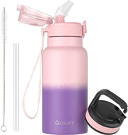 Bottiglia di acqua per bambini in acciaio inossidabile da 500 ml con beccuccio e due coperchi, bottiglie di acqua termo-isolanti in metallo per bambini, ragazzi, bambini piccoli, ragazzi, bevande calde e fredde, BPA libero.