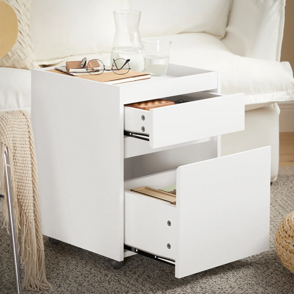 Carrello da ufficio Armadi archivio traslabili Tavolino stampante Comodino con ruote bianco 40x40x54cm FBT121-W