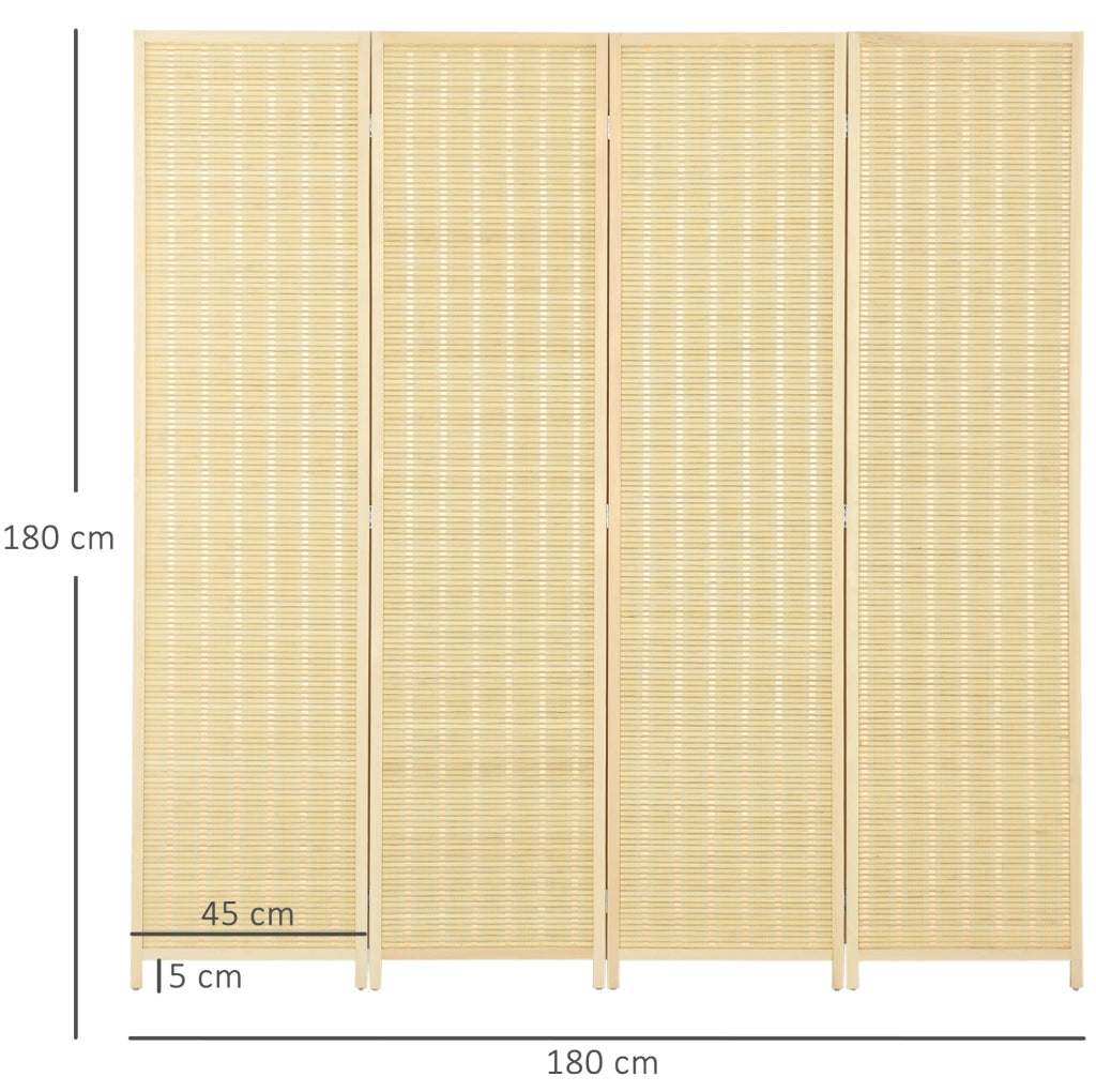 Paravento pieghevole a 4 pannelli in bambù 180 x 180 cm
