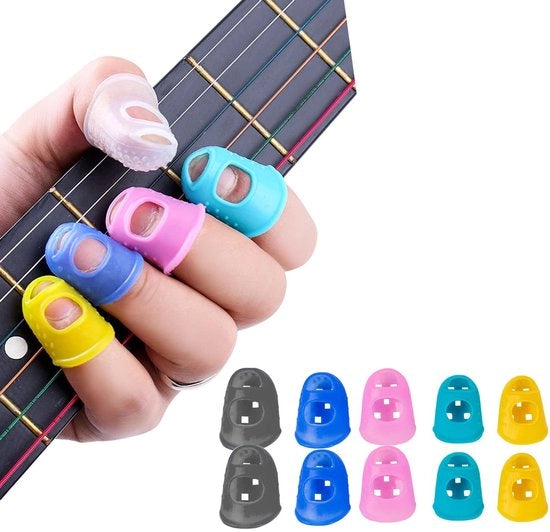 Antislip Protezioni per Dita - Protezioni per Dita in Silicone - Comfortevoli e Respiranti - Set da 10 - Adatti per Strumenti Musicali - Perfetti