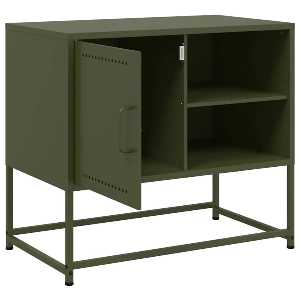 Mobile TV multimediale mensola TV credenza TV sala da pranzo soggiorno camera da letto verde oliva 68 x 39 x 60,5 cm acciaio verde 02_0028271