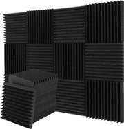 Pannelli di schiuma acustica isolanti del suono neri 24 pezzi per isolamento acustico in casa o studio