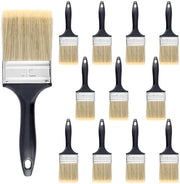 Set di pennelli per pittori - 12 pezzi 75 mm - pennello azzurro - pennello piatto - setole di seta - design nero/argento - pennello