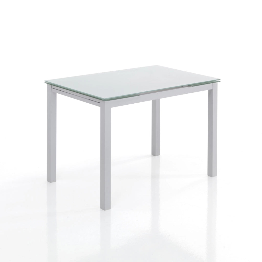 Tavolo allungabile in vetro temprato bianco cm. H.76 x L.110 x P.70