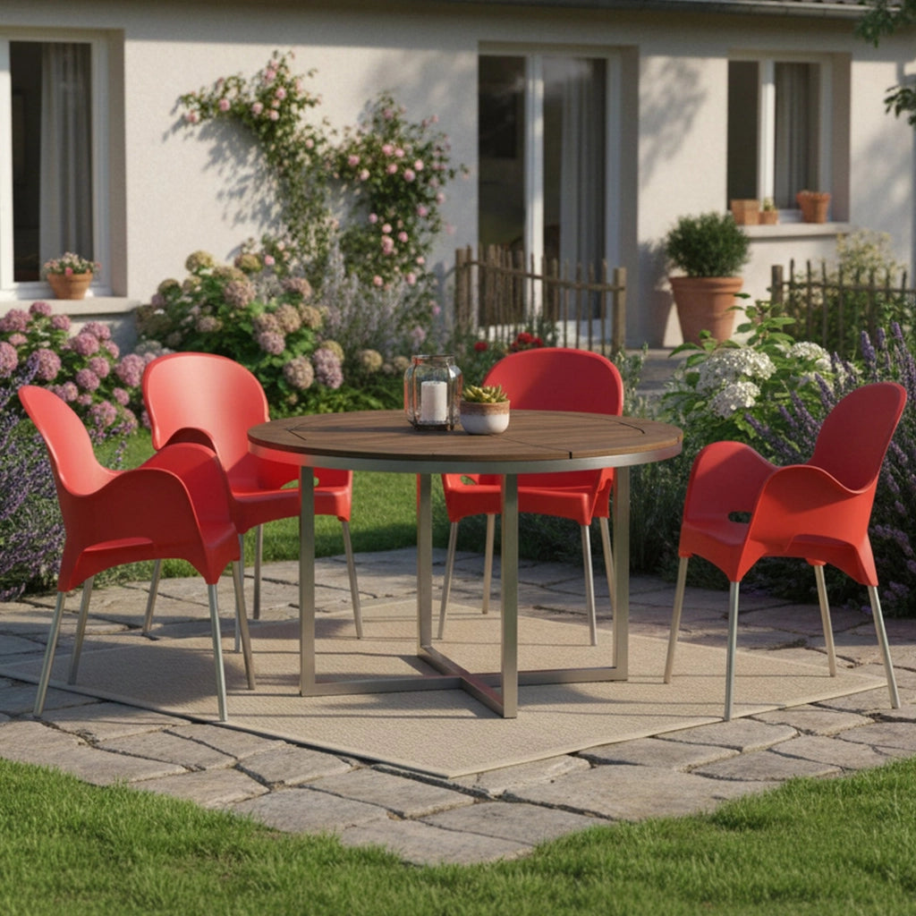 Raimund, Sedia da Esterno 4 Sedie Made in Italy, Rosso