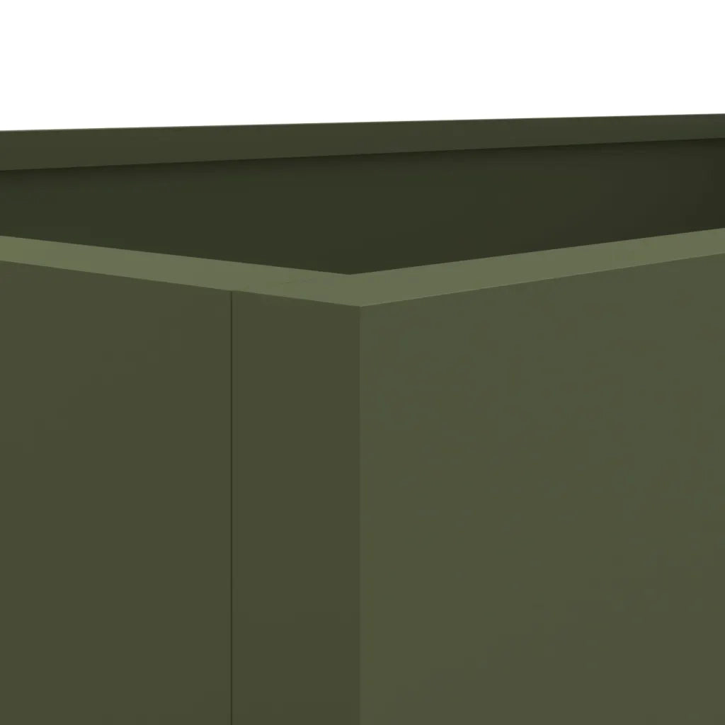 Fioriera | Cassetta per fiori | Vaso Verde Oliva 62x30x29 cm in Acciaio
