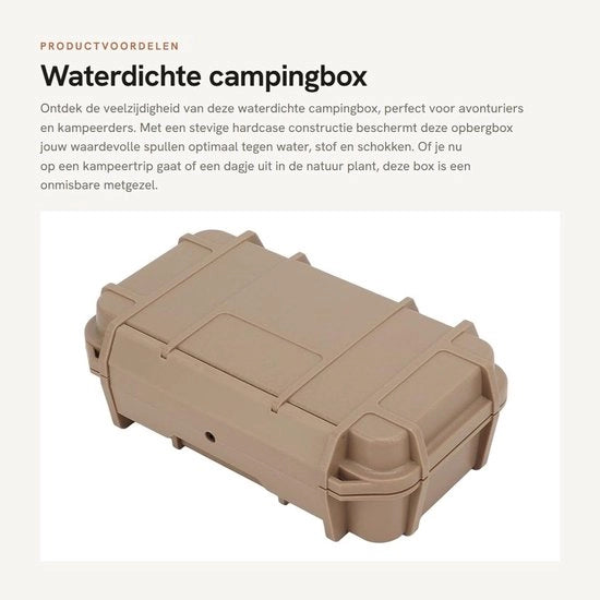 Cassetta di stoccaggio per campeggio impermeabile - Box di stoccaggio per attrezzi - Robusta e sicura - Color kaki - Protezione contro gli urti - Ideale per attività all'aperto