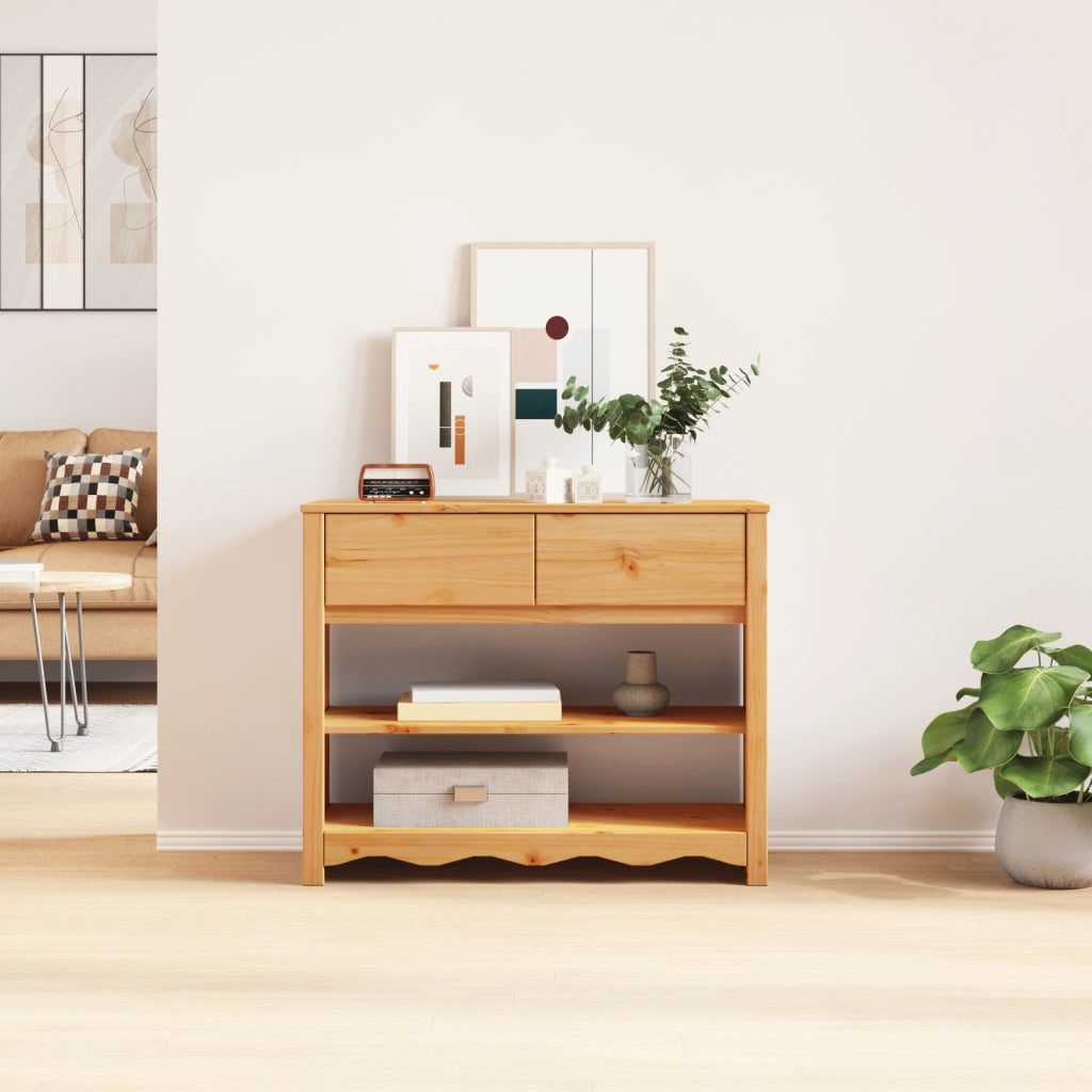 Tavolo Consolle "DRAMMEN" 89,5x37x73 cm Legno Massello di Pino