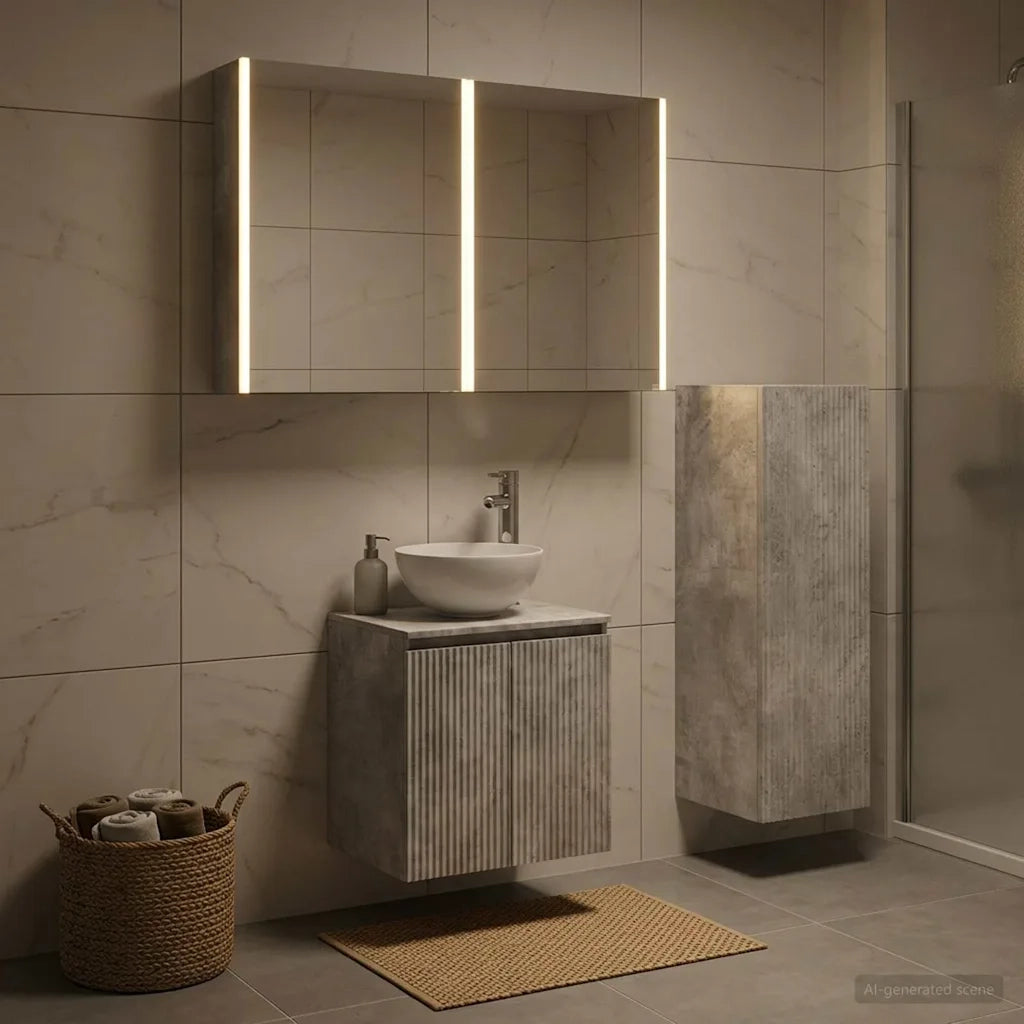 Set di mobili per il bagno 4 pcs Grigio Cemento 3407426